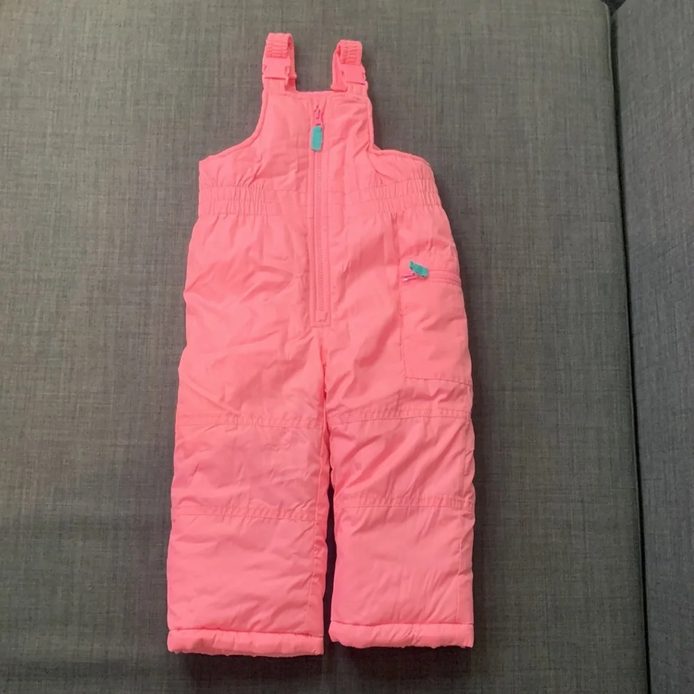 Carter’s Girls Snow Bib Snowsuit Pink 24 Months Leg Pocket Adjustable Straps
